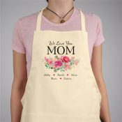 Personalized Floral Mom Natural Apron