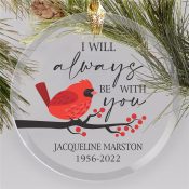 Personalized Cardinal I will always be with you Glass Round Ornament