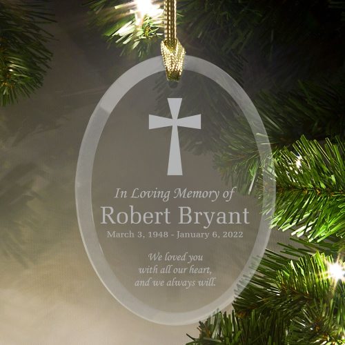 Engraved In Loving Memory Glass Ornament