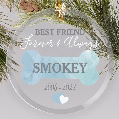 Personalized Memorial Watercolor Bone Round Glass Ornament