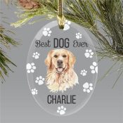 Personalized Best Dog Ever Oval Glass Ornament