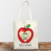 Personalized Explore Teach Inspire apple Natural Canvas Tote Bag