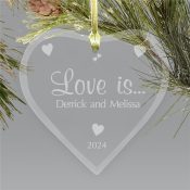 Couples Heart Glass Christmas Ornament