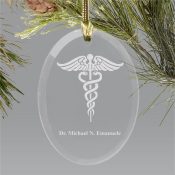 Medical Engraved Oval Glass Christmas Ornament