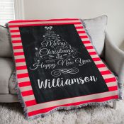 Chalkboard Christmas Tree Tapestry Throw