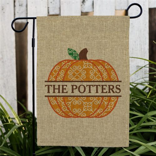 Personalized Pumpkin Burlap Flag