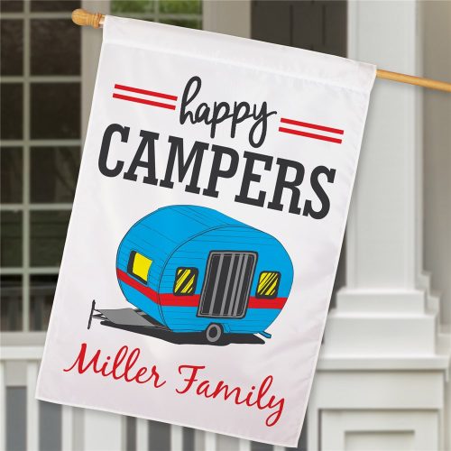 Personalized Happy Campers Family House Flag