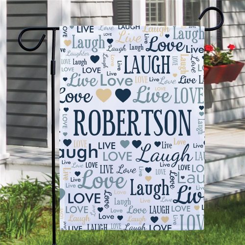 Personalized Live Laugh Love Word-Art Garden Flag