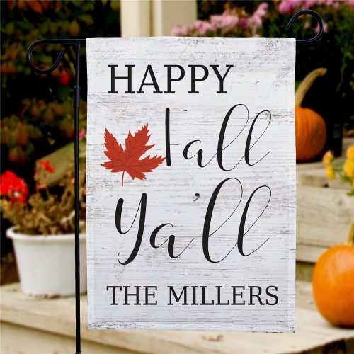 Personalized Happy Fall Y'all Garden Flag