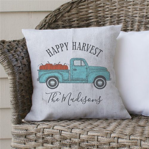 Personalized Happy Harvest Throw Pillow