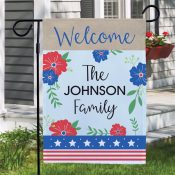 Personalized Patriotic Floral Garden Flag