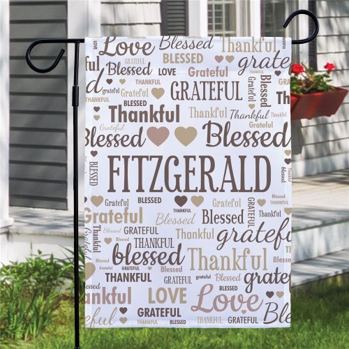 Personalized Grateful Thankful Blessed Tan Garden Flag