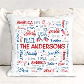 Personalized Fourth of July Word Art Throw Pillow