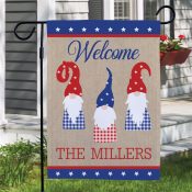 Personalized Patriotic Gnomes Garden Flag