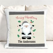 Personalized Merry Christmas Gingham Santa Throw Pillow