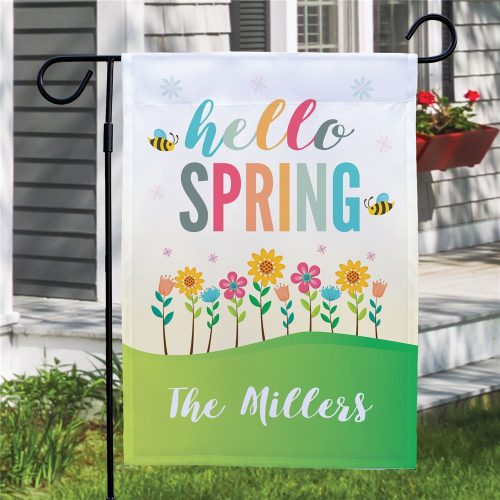 Personalized Hello Spring Garden Flag