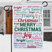 Merry Christmas Word Art Garden Flag