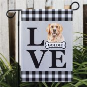 Personalized Gingham Dog Love Garden Flag