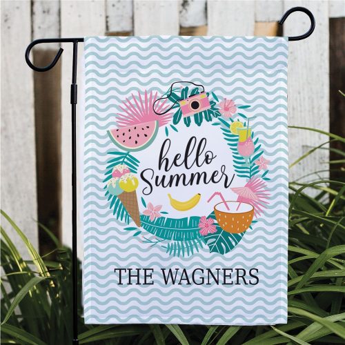 Personalized Hello Summer Garden Flag