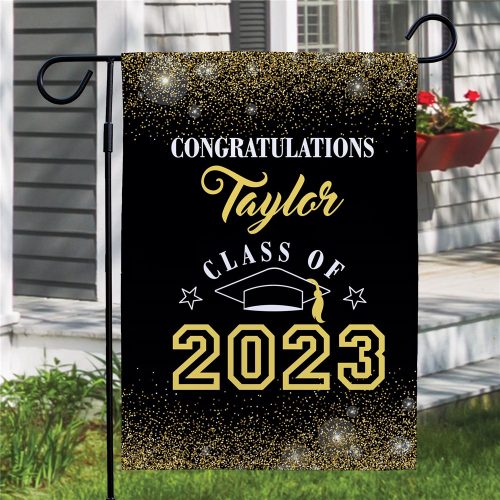 Personalized Confetti Grad Garden Flag