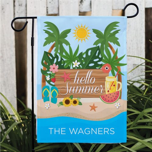 Personalized Hello Summer Garden Flag
