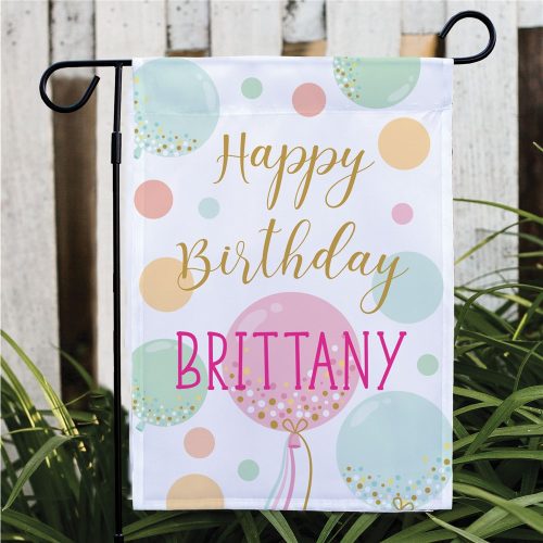 Personalized Happy Birthday Balloons Garden Flag