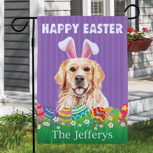Personalized Happy Easter Dog Breed Garden Flag