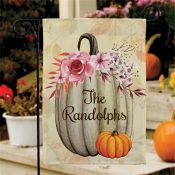 Personalized Floral White Pumpkin Garden Flag