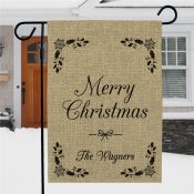 Personalized Wishing You A Merry Christmas Burlap Garden Flag