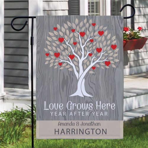 Personalized Love Grows Here Garden Flag