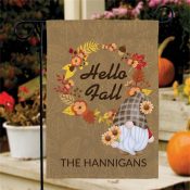 Personalized Hello Fall Gnome Garden Flag