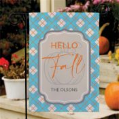 Personalized Pretty Blue and Orange Plaid Garden Flag