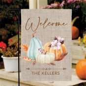 Personalized Pretty Neutral Pumpkins Garden Flag