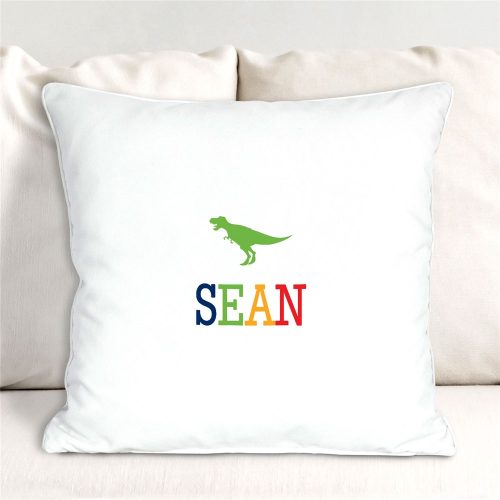 Personalized Colorful Dino Throw Pillow