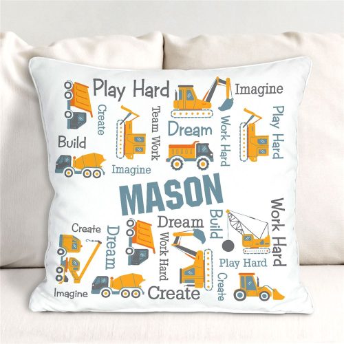 Personalized Construction Truck Throw Pillow