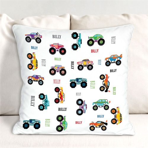 Personalized Monster Truck Throw Pillow