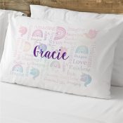 Personalized Watercolor Unicorn and Rainbow Pillowcase
