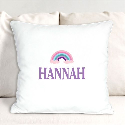 Personalized Rainbow with stars and clouds Throw Pillow
