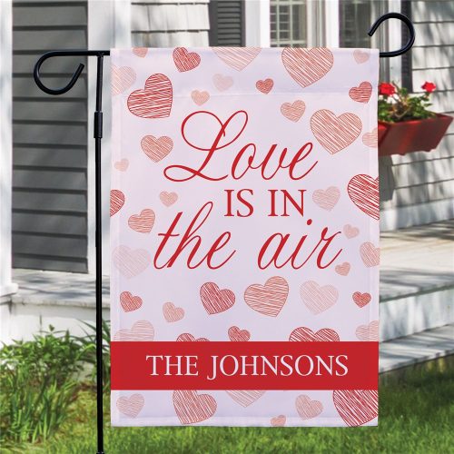 Personalized Love Is In The Air Heart Pattern Garden Flag