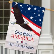Personalized Eagle Soaring with White Wood House Flag