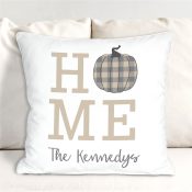 Personalized Home Plaid Pumpkin Throw Pillow