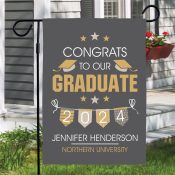 Personalized Gold and Grays Graduate Garden Flag