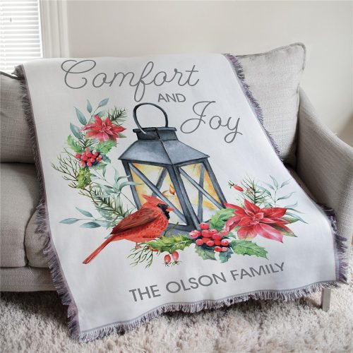 Personalized Comfort & Joy with Cardinal Afghan Throw