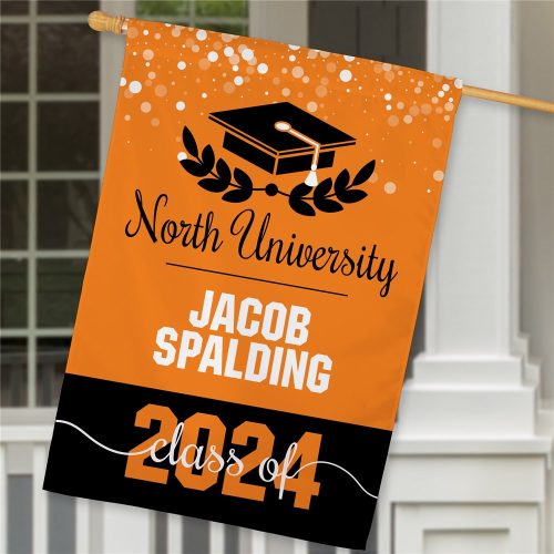 Personalized Grad Cap with Half Wreath House Flag