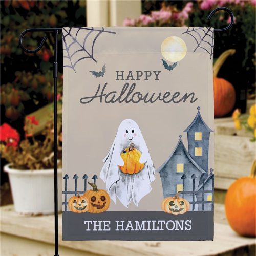 Personalized Neautral Happy Halloween Garden Flag