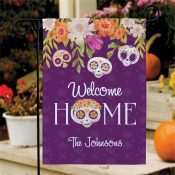 Personalized Floral Sugar Skulls Garden Flag