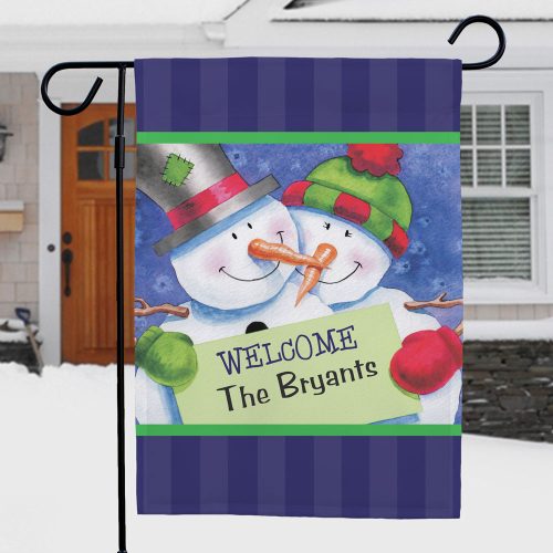 Personalized Snow Couple Garden Flag