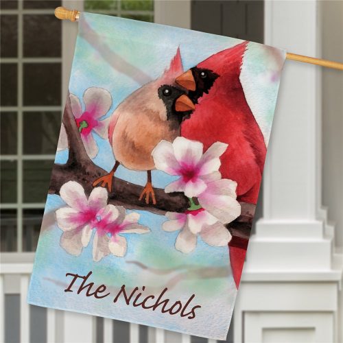 Spring Cardinals Personalized House Flag