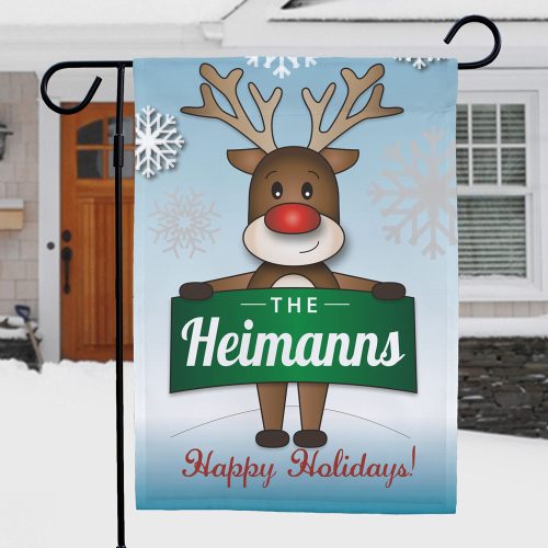 Personalized Reindeer Welcome Garden Flag