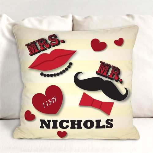 Personalized Mr. and Mrs. Wedding Throw Pillow